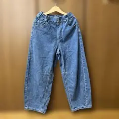 GU デニムブルー バレルレッグジーンズ140