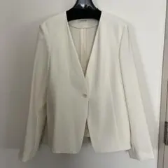 theory luxe ノーカラージャケット 38 ホワイト セオリーリュクス