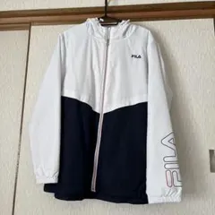 FILA フード付きナイロンジャケット ホワイト/ネイビーoサイズ
