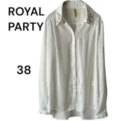 ROYAL PARTYブラウス 襟ビジュー パール装飾シフォンブラウス オフィスのサムネイル