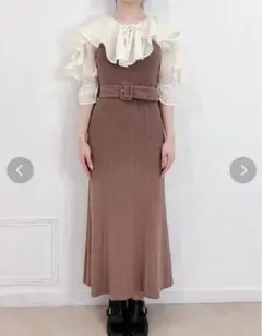 dazzlin ラッフルカラー付ドッキングカットリブワンピース