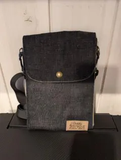 ポシェット　ショルダーバッグ　ネイビー　無地　ハンドメイド　男女兼用