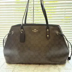 COACH トートバッグ ドローストリング キャリーオール ブラウン