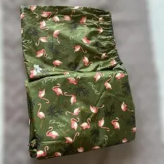 フラミンゴ柄オリーブグリーンレインコート