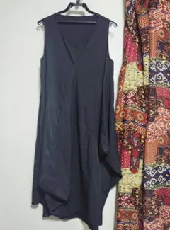 黒 ブラック 変形ワンピース ノースリーブ 北欧 モード 可愛い ロング丈ワンピ