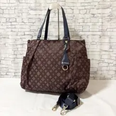 ほぼ未使用✨ラシット・2wayトートバッグ ナイロン×レザー 茶系 大容量A4可