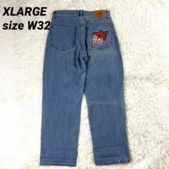 XLARGE デニム バギーパンツ BURNING DICE PANTS W32