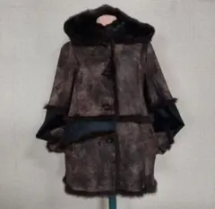 スペイン製 レザー ジャケット 本革コート ラビットファー リバーシブル L