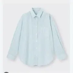 GUストライプオーバーサイズシャツXLグリーン