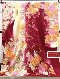 振袖 ラメ刺繍 銀通し 薔薇 身丈166cm 撥水加工済 HKT142 - メルカリ