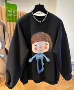 新品・奈良美智プルパーカーメンズXL Don't cry！ 黒 裏フリース起毛