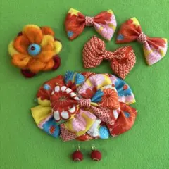 七五三 髪飾り ヘッドドレス 着物リメイク 赤 アンティーク モダン