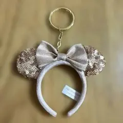 ディズニー ミニー キラキラ キーチェーン （ピンクベージュ）