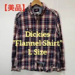 【美品】Dickies ネルシャツ ネイビー×レッド チェック　Lサイズ相当