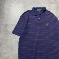 90s ローレンラルフローレン 刺繍ロゴ　ボーダー　Tシャツ　ポロシャツ