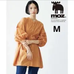モズ　チュニック　前開きシャツ　七分袖　春服　秋服　羽織　オレンジ　ピンク