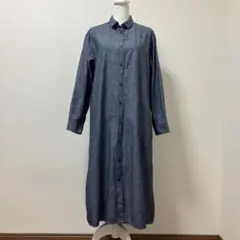 無印良品　ロングワンピース　デニム風　綿100% 春　長袖　ナチュラル　大人