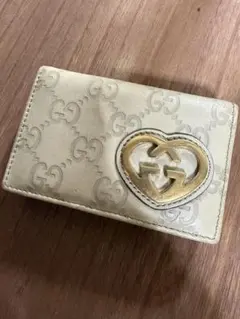 GUCCI GGパターン カードケース クリーム色