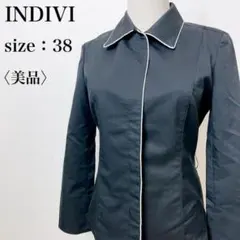 【美品】インディヴィ カジュアル きれいめ 上品 比翼仕立てストレッチジャケットのサムネイル