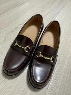 HARUTA ダークブラウン レザー ローファー ゴールド金具