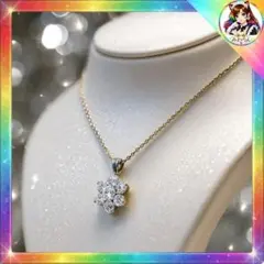 花型ストーン ハンドメイド ネックレス 可愛い系デート お出かけ用
