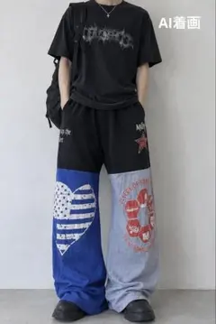 古着リメイク　クレイジーパターン イージーパンツ
