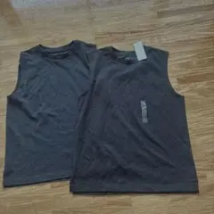 2枚セットユニクロエアリズムコットンノースリーブTシャツ　黒色