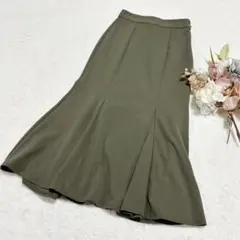 【ジーユー】GU カットソーマーメイドロングスカート グリーン S ●