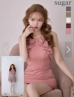 sugar フリル付きピンクドレス