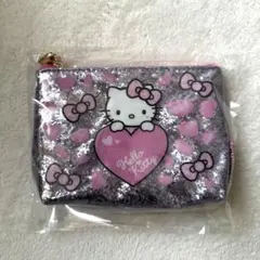 ハローキティ グリッター　ヒョウ柄　ポーチ ピンク