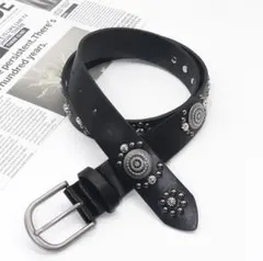 ウエスタン コンチョベルト 黒 アメカジ 古着 y2k オピウム ヴィンテージ