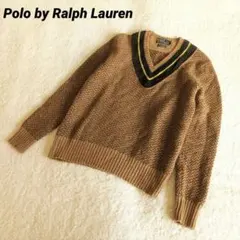 美品 ポロ ラルフローレン チルデン ニット ウール ヘリンボーン M