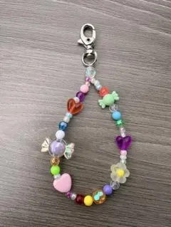 カラフルビーズストラップ|キーホルダー