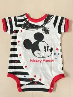 ミッキーマウス ストライプロンパース 70