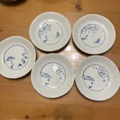 青い絵柄の陶器皿 5枚セット　京都
