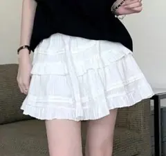 SHEIN ホワイト ミニスカート ティアード フリル Y2K レイヤード 古着