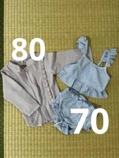 この夏の即戦力! ベビー水着（女の子）ストライプ柄