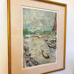 アンドレ・コタボ セーヌ川風景 オリジナル版画 293/300 額装