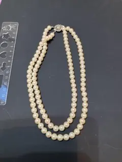 ホワイトパール 二重巻きネックレス　　イミテーション
