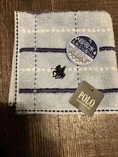 POLO タオルハンカチ ライトブルー チェック柄のサムネイル