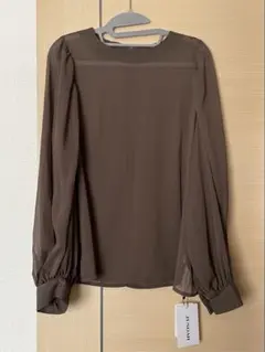 JUNOAH バルーンスリーブシアーブラウス XL