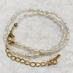 淡水真珠 パールネックレス 2～4mm珠 アジャスター 美品