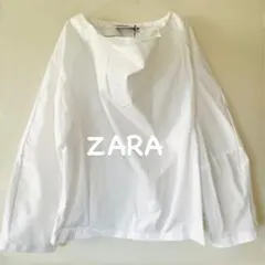 ZARA ポプリントップス　長袖シャツ　ホワイトコットン100%