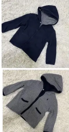 【美品リバーシブル】ラルフローレン　ボーダーパーカー　ネイビーカーディガン