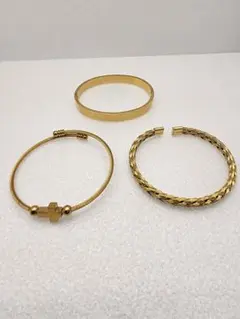ブレスレット3点セット バングル クロス ステンレス製 未使用品 男女兼用