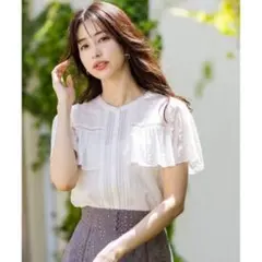anysis エニィスィス【洗える】レーシーストライプ ブラウス