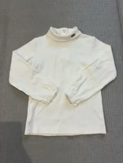 ホワイト ハイネック 長袖ポロシャツ
