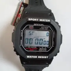 SANDA デジタルスポーツウォッチ ブラック 30m防水