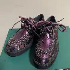 未使用 YOSUKEヨースケ 厚底スニーカー S 花柄 パープルのサムネイル