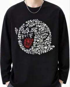 キャラクターグラフィック 長袖Tシャツ Lサイズ ブラック